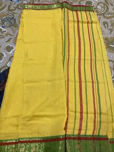 Yellow Traditional Saree with Green Border