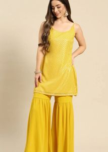 Yellow Kurti with Sharara Set