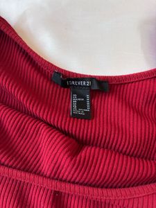 Forever21 Maroon Red Ribbed Midi Bodycon Dress