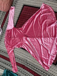 Pink Velvet Long Sleeve Dress