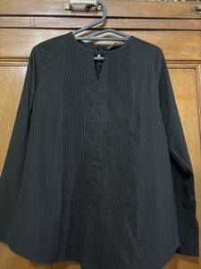 Elegant Black Pleated Kurti – Size L-XL