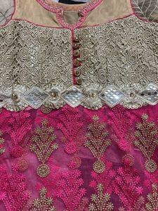 Elegant Pink &amp; Gold Embroidered Kurta