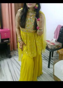 Beautiful Yellow Embroidered Suit Set