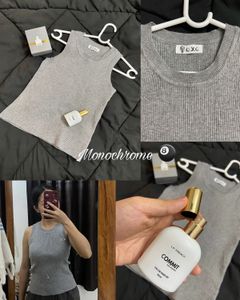 Gray Ribbed Tank Top With LA’ French Perfume