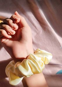 Yellow Satin Scrunchie