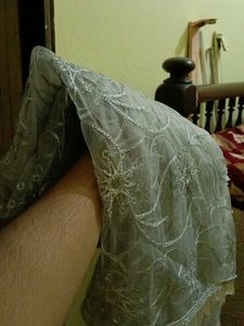 Embroidered Silver Shawl
