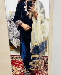velvet kurti set with duppata