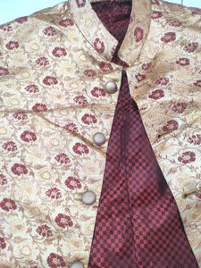 Elegant Floral Jacquard Sherwani Vest