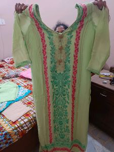 Green Suit With Pant And Dupatta