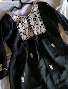 Short Black Chikankari Kurti