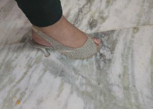 Silver Studded Heels For Women