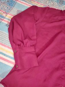 Madarin Collar Purple Georgette Shirt
