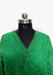 Green Lace Wrap Top
