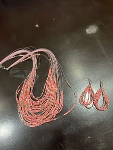 Beaded Funky Necklace With Earrings