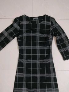 korean style checks formal mini dress for women