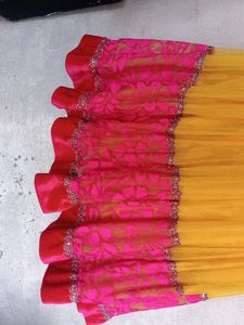 Elegant Yellow &amp; Pink Anarkali Kurta