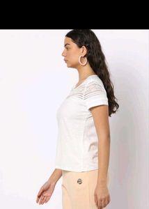 White Lace Detail Top