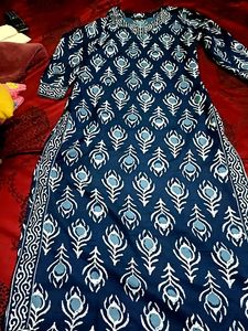 Navy Blue Kurti Pant Dupatta Set
