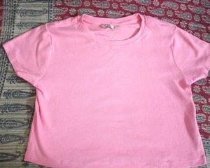 Trendy Pink Ribbed Crop Top 💖 | Casual & Comfy
