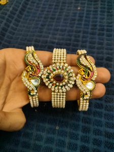 Pearl & Gemstone Bangles (Set of 3)