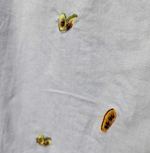 ZARA Banana Avocado Embroidery Top