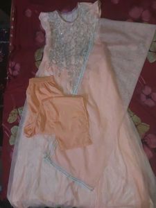 Orange Half Sleeves Frock Suit