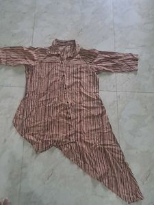 Striped Casual kurta one side updown.