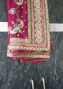 Heavy Work Embroidered Saree Rani Pink
