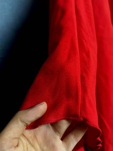 Red A-Line Dress with Lace-Up Sides