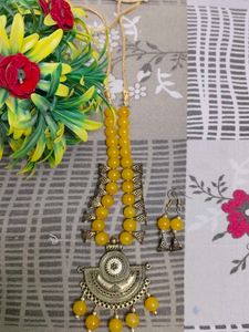 🌼Beautiful Yellow Pearl Necklace Set🌼