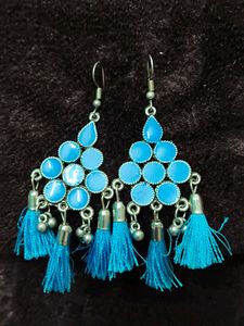Blue Tassel Earrings