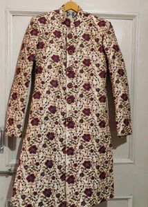 Rad+Blue Floral Design Sherwani