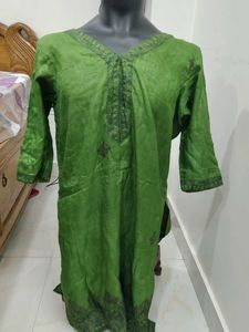 Green Madhubani Silk Kurta