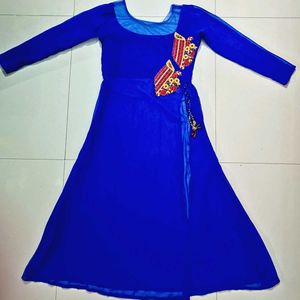 Royal Blue Front-Side Cut Kurti