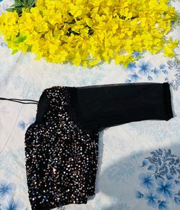 Sequin Embellished Black Blouse