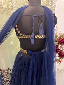Navy Blue Mirror Work Lehenga Choli