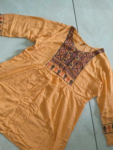 Women Flared Embroidered Casual Long Kurti
