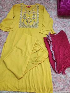 Yellow Embroidered Kurta Set