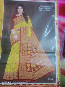 Vimal Brand New Yellow Cotton Saree