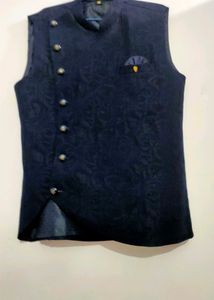 Navy Floral Patterned Vest