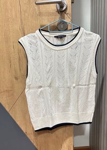 White Knit Sleeveless Top