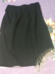 Black Fringe Mini Skirt