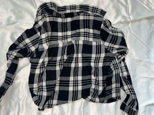 Black &amp; White Plaid Flannel Shirt