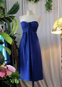 H&amp;M Blue Strapless Midi Dress