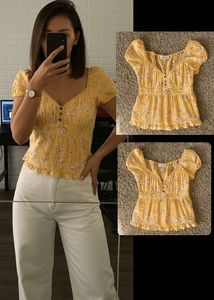 Cute Floral Pinterestry Top Yellow
