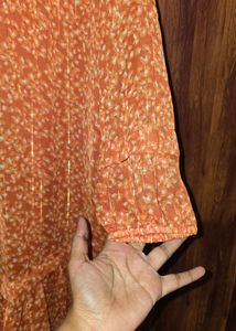 RIO Dress with Bishop Sleeves Orange🍊(M) SIZE