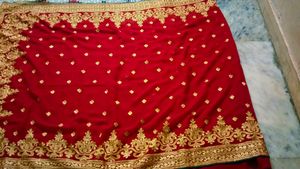 Red &amp; Gold Embroidered Saree