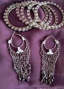 Bangal Earrings Kurti Pant Set Combo