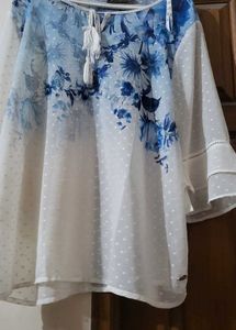 Gia Curves Blue Polka Dot Top