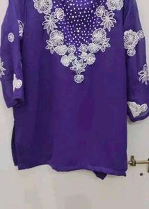 Purple Embroidered Dupatta